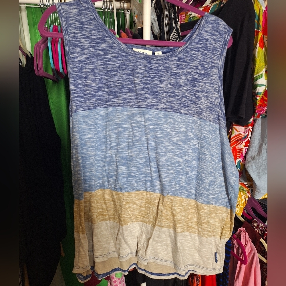 ROWN BLUE AND TAN STRIPED TANK TOP SIZE XL